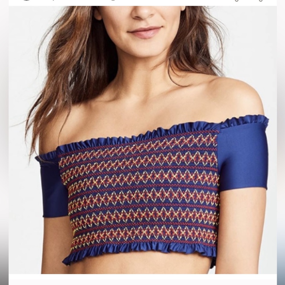NWT Splendid Frill Seeker Smocked Off-the-Shoulder Swim Top Size Medium